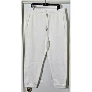 Armani Exchange A/X Jogger Pants Men's Size Large Ivory Logo Tape Stripe Pockets